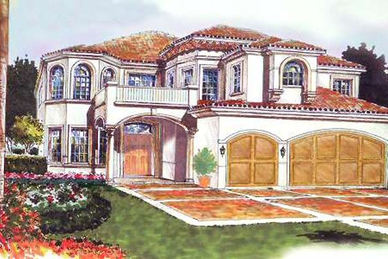 Exterior - Front Elevation for Mediterranean House Plan #420-156 - 6 bed, 5.5 bath