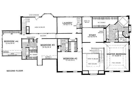Floor Plan - Upper Floor for European House Plan #322-122 - 4 bed, 4.5 bath