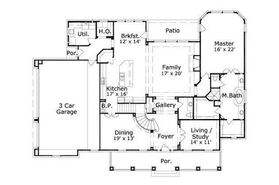 Floor Plan - Main Floor for Traditional House Plan #411-467 - 4 bed, 3.5 bath