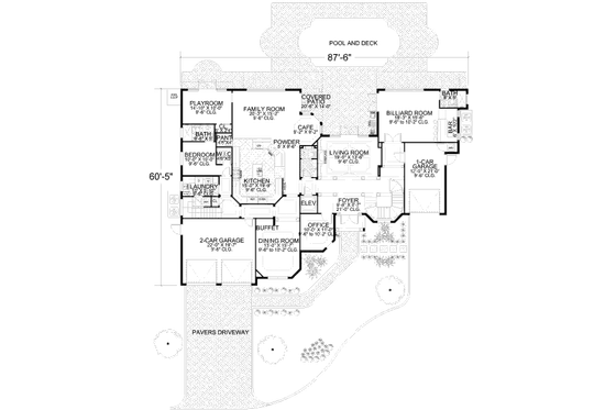 Floor Plan - Main Floor for Mediterranean House Plan #420-186 - 5 bed, 6.5 bath