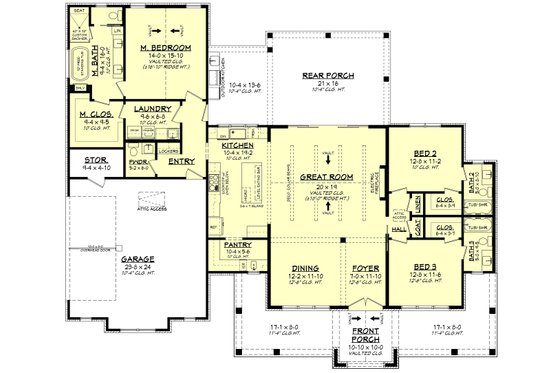 Floor Plan - Main Floor for Farmhouse House Plan #430-426 - 3 bed, 3.5 bath