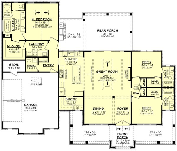 Dream House Plan - Floor Plan - Main Floor for Farmhouse House Plan #430-426 - 3 bed, 3.5 bath