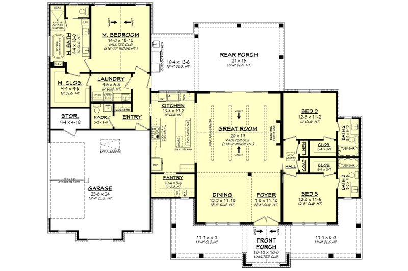 House Blueprint - Floor Plan - Main Floor for Farmhouse House Plan #430-426 - 3 bed, 3.5 bath