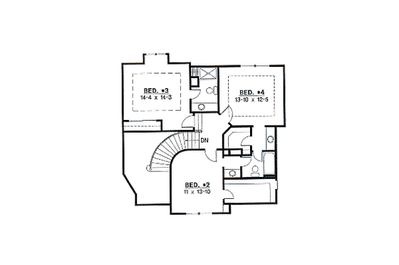 Floor Plan - Upper Floor for European House Plan #67-226 - 4 bed, 4 bath