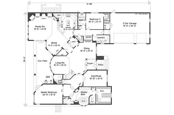 Floor Plan - Main Floor for European House Plan #135-148 - 5 bed, 5.5 bath
