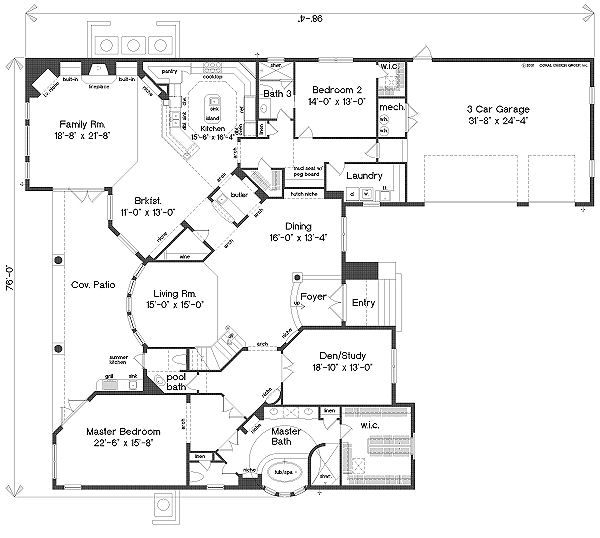 European Floor Plan - Main Floor Plan #135-148