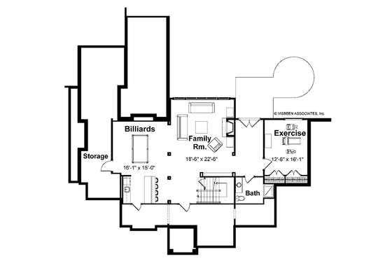Floor Plan - Lower Floor for Farmhouse House Plan #928-413 - 4 bed, 3.5 bath