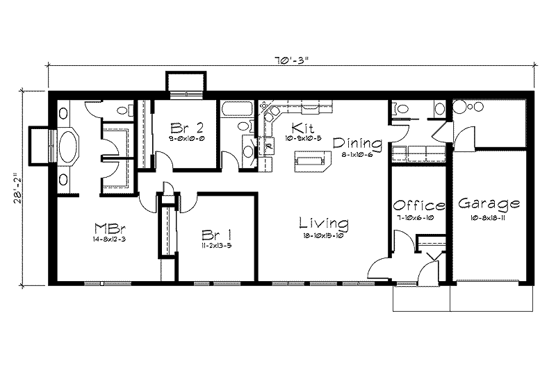 Dream House Plan - Floor Plan - Main Floor for Ranch House Plan #57-261 - 3 bed, 2.5 bath