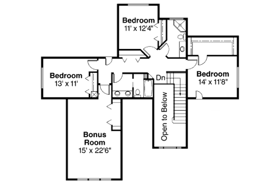 Floor Plan - Upper Floor for Craftsman House Plan #124-513 - 4 bed, 3.5 bath
