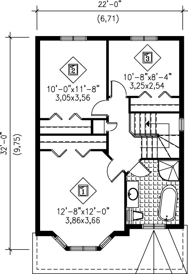 European Floor Plan - Upper Floor Plan #25-209