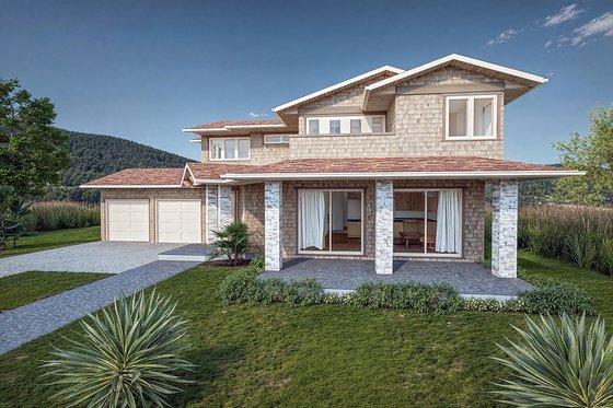 Exterior - Front Elevation 3 for Country House Plan #1101-35 - 4 bed, 3.5 bath