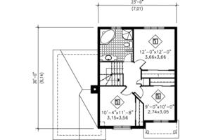 Floor Plan - Upper Floor for European House Plan #25-4151 - 3 bed, 1.5 bath