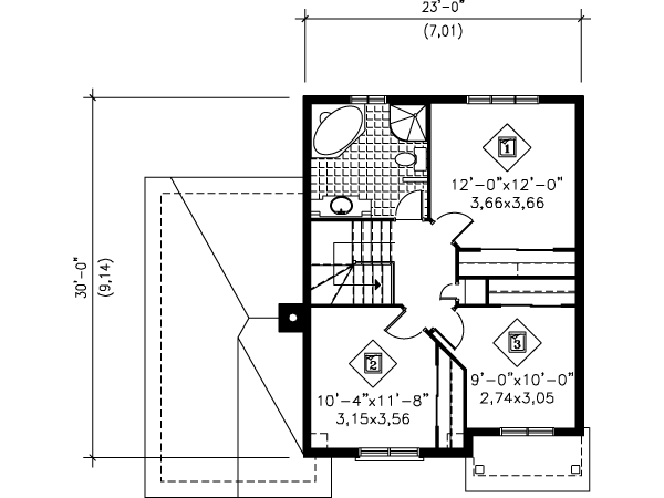 European Floor Plan - Upper Floor Plan #25-4151
