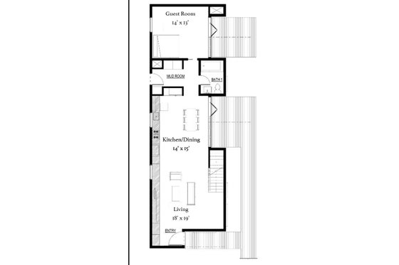 Floor Plan - Main Floor for Modern House Plan #497-53 - 2 bed, 2 bath