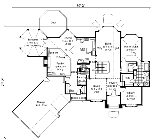 European Style House Plan - 4 Beds 3.5 Baths 4990 Sq/Ft Plan #51-193 ...