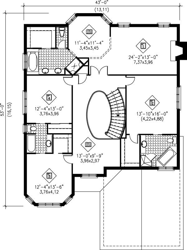Traditional Floor Plan - Upper Floor Plan #25-2079
