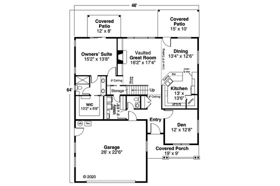 Floor Plan - Main Floor for Traditional House Plan #124-1190 - 3 bed, 2.5 bath