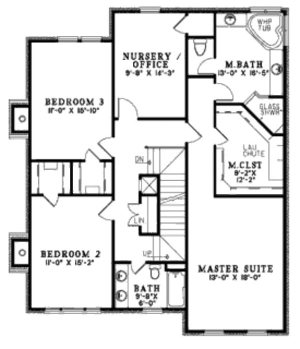Traditional Floor Plan - Upper Floor Plan #17-2286