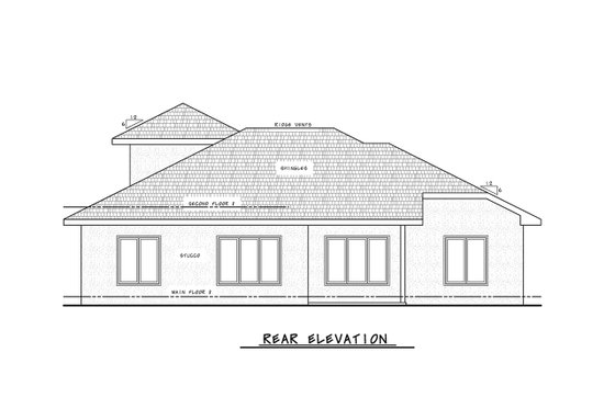 Exterior - Rear Elevation for Modern House Plan #20-2495 - 2 bed, 3 bath