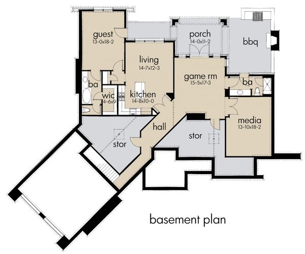 Dream House Plan - Craftsman Floor Plan - Lower Floor Plan #120-175