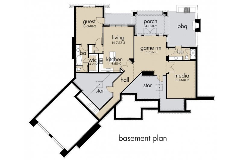 Architectural House Design - Floor Plan - Lower Floor for Craftsman House Plan #120-175 - 3 bed, 2.5 bath