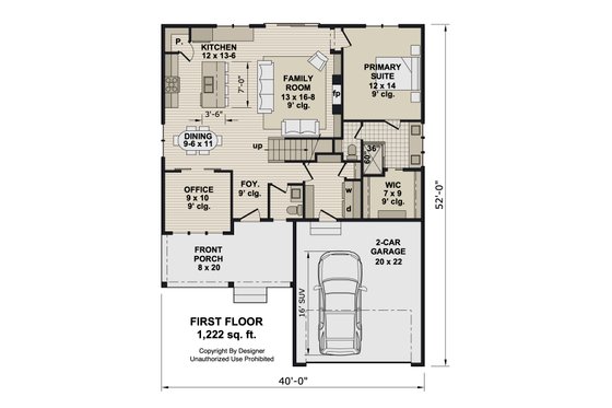 Floor Plan - Main Floor for Farmhouse House Plan #51-1528 - 3 bed, 2.5 bath