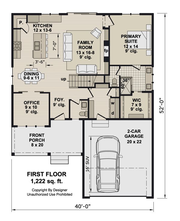 House Blueprint - Floor Plan - Main Floor for Farmhouse House Plan #51-1528 - 3 bed, 2.5 bath