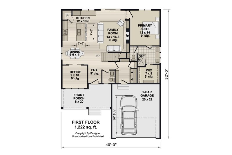 House Blueprint - Floor Plan - Main Floor for Farmhouse House Plan #51-1528 - 3 bed, 2.5 bath