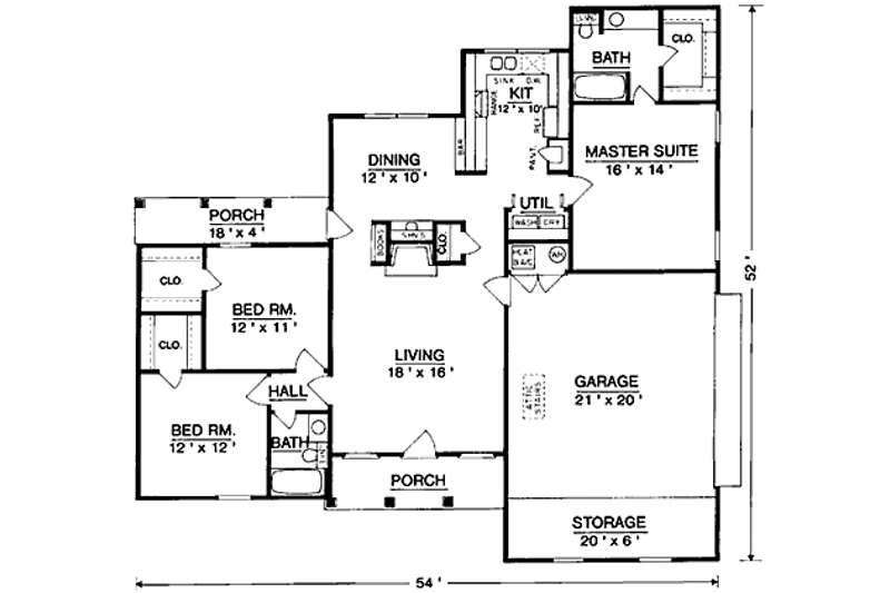 Home Plan - Floor Plan - Main Floor for European House Plan #45-286 - 3 bed, 2 bath
