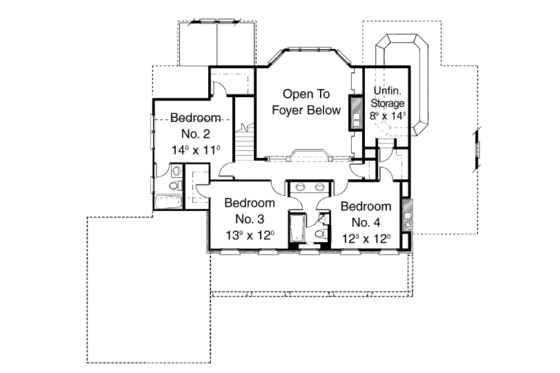 Floor Plan - Upper Floor for Colonial House Plan #429-21 - 4 bed, 3.5 bath