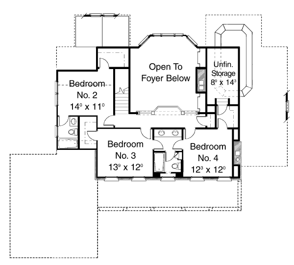 Architectural House Design - Colonial Floor Plan - Upper Floor Plan #429-21