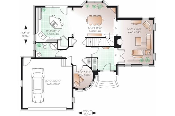 Floor Plan - Main Floor for European House Plan #23-806 - 3 bed, 2 bath