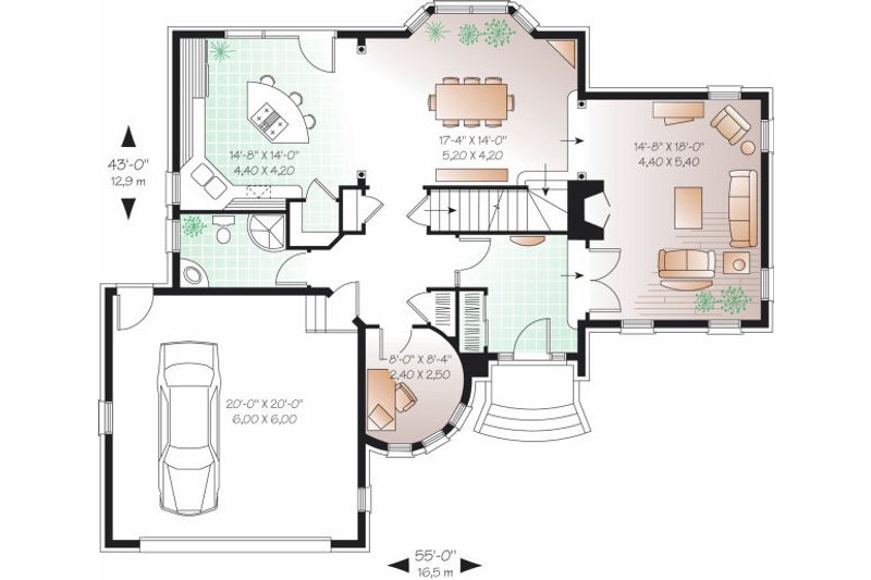 Dream House Plan - Floor Plan - Main Floor for European House Plan #23-806 - 3 bed, 2 bath
