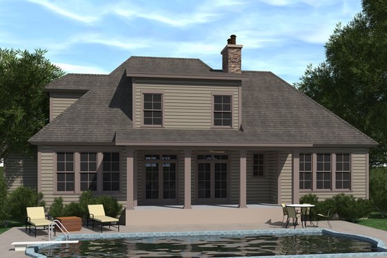 Exterior - Rear Elevation for European House Plan #1071-17 - 3 bed, 3.5 bath