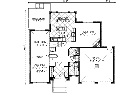 Floor Plan - Main Floor for European House Plan #138-127 - 3 bed, 2.5 bath
