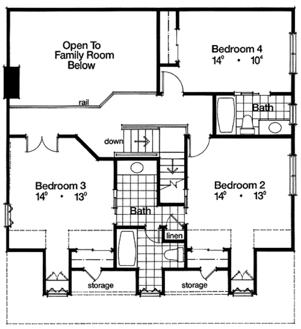 Traditional Floor Plan - Upper Floor Plan #417-316