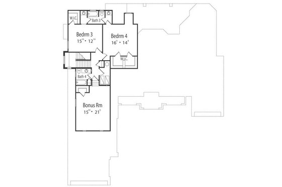Floor Plan - Upper Floor for Mediterranean House Plan #417-422 - 4 bed, 4.5 bath