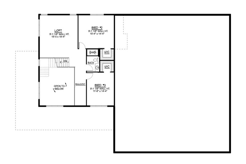 Architectural House Design - Floor Plan - Upper Floor for Country House Plan #1064-200 - 3 bed, 2.5 bath