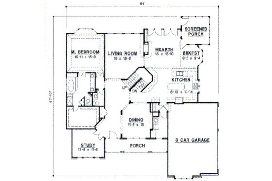 Floor Plan - Main Floor for European House Plan #67-228 - 4 bed, 4 bath