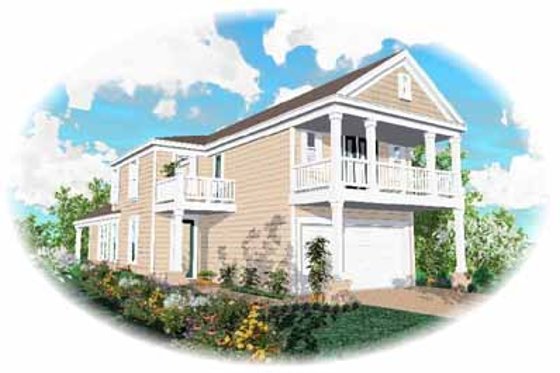 Exterior - Front Elevation for Southern House Plan #81-140 - 3 bed, 2.5 bath