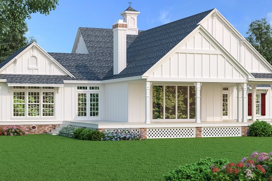 Exterior - Rear Elevation for Southern House Plan #45-600 - 3 bed, 2.5 bath