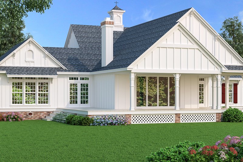 House Blueprint - Exterior - Rear Elevation for Southern House Plan #45-600 - 3 bed, 2.5 bath
