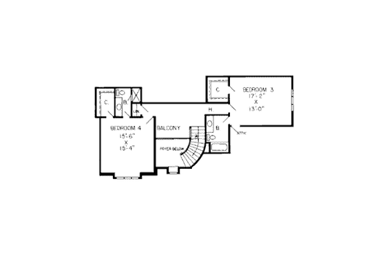 Floor Plan - Upper Floor for European House Plan #312-776 - 4 bed, 4.5 bath
