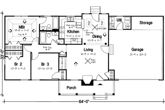 Floor Plan - Main Floor for Country House Plan #312-158 - 3 bed, 2 bath