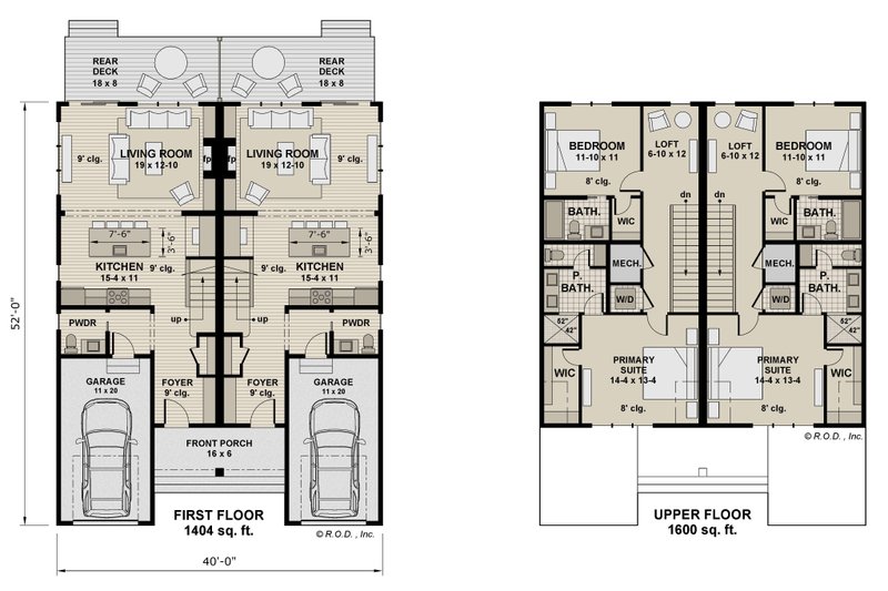 House Design - Floor Plan - Main Floor for Modern House Plan #51-1314 - 2 bed, 2.5 bath