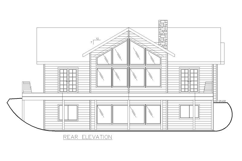House Plan Design - Exterior - Rear Elevation for Country House Plan #117-1001 - 2 bed, 2.5 bath