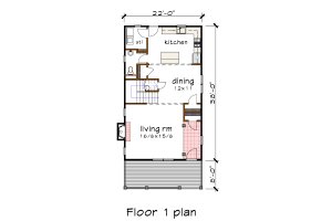 Floor Plan - Main Floor for Farmhouse House Plan #79-227 - 3 bed, 2 bath