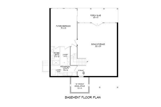 Floor Plan - Lower Floor for Country House Plan #932-9 - 2 bed, 2 bath