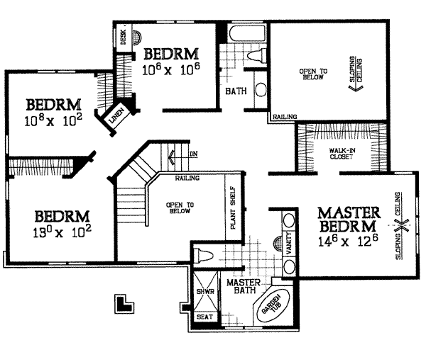 House Blueprint - European Floor Plan - Upper Floor Plan #72-228