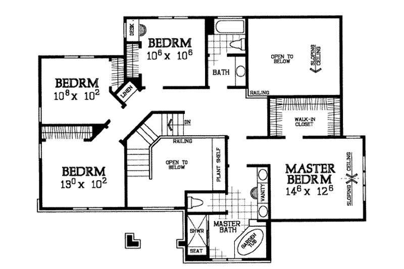 Home Plan - Floor Plan - Upper Floor for European House Plan #72-228 - 4 bed, 2.5 bath